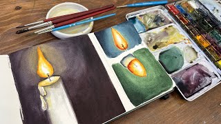 Watercolor Journal Day 156 (Glowing Candles and Lights)