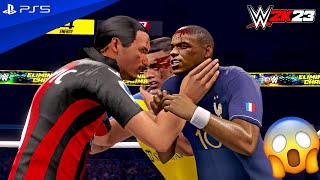 WWE 2K23 - Zlatan vs Mbappe vs Cristiano vs Haaland vs Messi vs Vini vs Mo Salah vs Bruno Fernandes