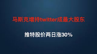 马斯克增持twitter成最大股东｜推特股价两日涨30%