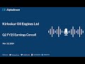 Kirloskar Oil Engines Ltd Q2 FY2024-25 Earnings Conference Call