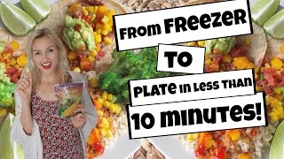 Healthy VEGAN Dinner + Dessert using FROZEN FOOD! 10 Minute Recipes