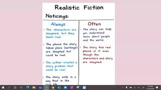 Realistic Fiction Characteristics