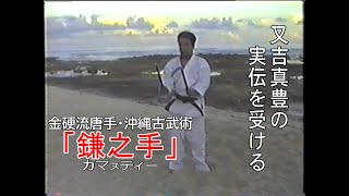 又吉真豊先生から早坂館長が鎌之手の実伝を受ける。Kingai-ryu karate Okinawa Kobujutsu　\