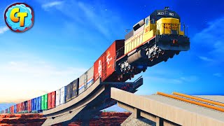 Train Accidents Derailments ✅ Collapsed Railroad Bridge  Special Video ✅ BeamNG DRIVE