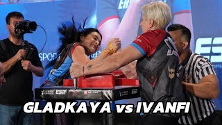 Irina Gladkaya vs Brigitta Ivanfi - East vs West15 Right Arm 70kg Match