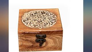 Antique Handmade Wooden Urn Tree of Life Engraving Handcarved Jewellery Box for review