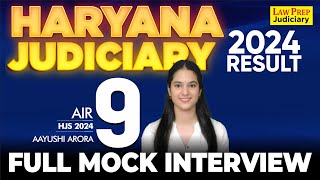 Haryana Judiciary Result Out 🔥 Judiciary Mock Interview | Ayushi Arora | Rank 9 | Karan Sangwan