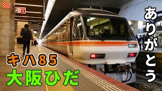 【キハ85系 大阪ひだ】ダイヤ改正でHC85系に変わる特急ひだ25号を先代のキハ85系のパノラマ席で大阪から高山へ