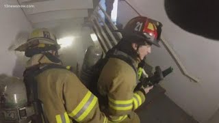 Firefighters conduct live-burn exercise in Virginia Beach