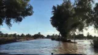 Driving Morocco: Flooded N9 highway between Rissani and Merzouga