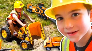 Construction Truck Pretend Play! | Ride on Toy Trucks, Diggers, Dump Trucks for Kids | JackJackPlays