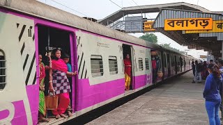 Bandel to Katwa conventional crowded EMU train arriving slowly