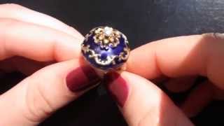 Sohojewelers.com Antique Navy Blue Enamel Diamond Gold Ring