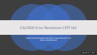 CALPADS Error Resolution CERT161
