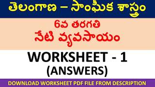 Worksheet On 6th Class Social Studies 7th Lesson in Telugu - నేటి వ్యవసాయం