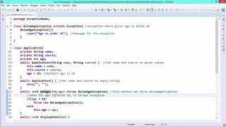 Java Essentials - User defined exceptions