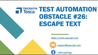 Tosca Tutorial | Lesson 132 - Escape Values | Click Method | Obstacle 26 |