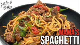 MAMA'S DELICIOUS SPAGHETTI WITH GROUND BEEF | THE GARLIC \u0026 BUTTER GUY