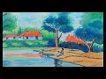 Timelapse - Fishing at Village Pond Art with Watercolours - ComeTube Children Special