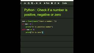 #Python Check if a number is positive, negative or zero #beginners