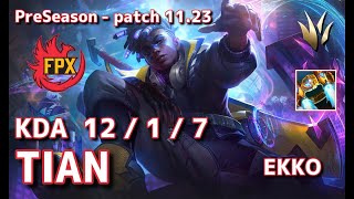 【KRサーバー/D4】FPX Tian エコー(Ekko) VS NS.C Juhan タロン(Talon) JG - Patch11.23 KR Ranked【LoL】