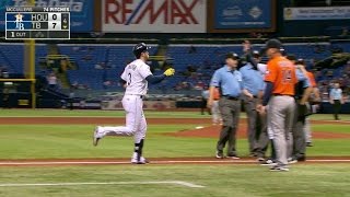 HOU@TB: Longoria's foul stands after review