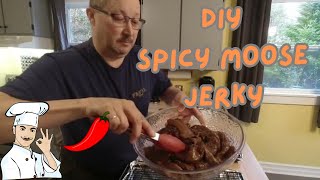 Making Spicy Moose Jerky at my Newfoundland Cabin #moose #jerkydiy #newfoundland #cooking