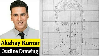 Akshay kumar drawing step by step easy | How to draw Akshay Kumar Outline grid method used Part - 1