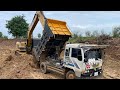 Team excavator CAT 320 and land truck 🚚 #trcator #excavotor #farming