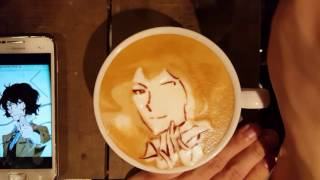 #本日の暇カプチーノ、『太宰治＠文豪ストレイドッグス』。 ラテアート