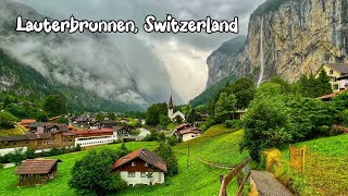 Lauterbrunnen, Switzerland walking on a rainy day 4K - A Paradise on Earth - Rain Ambience