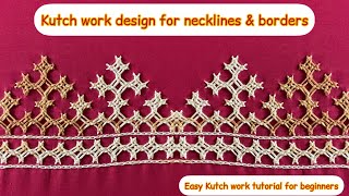 Kutch work design for necklines and borders|Easy Kutch work design tutorial for beginners #kutchwork