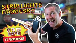 Run your LED Lights off USB using a 5V to 12V Step Up Converter! Our tent camper overland solution!