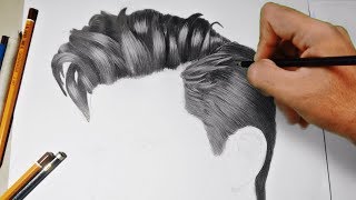 Drawing realistic hair - speed drawing of boys hair