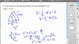 Volume Cone with Pythagorean Theorem