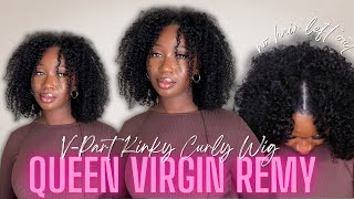 MOST NATURAL WIG EVER! | V Part Kinky Curly Wig | lnstall + Review | ft QVR Hair | Tan Dotson