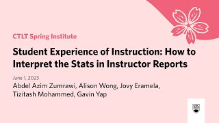 Student Experience of Instruction: How to Interpret the Stats in Instructor Reports