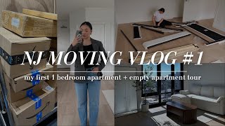 MOVING VLOG! my first 1 bedroom apt, empty apartment tour, cleaning, unpacking, and feeling stressed