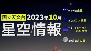 2023年10月の星空情報・天文現象（明け方の金星／宵空の二大惑星／もう一つの名月と部分月食／10月の月の暦）