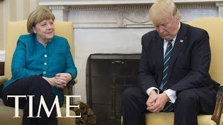 Angela Merkel Asked President Trump To Shake Hands \u0026 He Appeared To Ignore Her | TIME