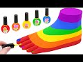 Satisfying Video | How To Make Rainbow Foot & Toenail From Kinetic Sand and Nail Polish Cutting ASMR