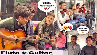 Randomly Singing In Metro 🚇 | Public Reaction | Flute & Guitar | Metro🚇Singing @team_jhopdi_k