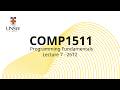 COMP(1511|1911) Week 4 Lecture 1