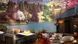 Spring Ambience | Cozy Porch Ambience with Relaxing Fireplace | Cozy Nature Sounds