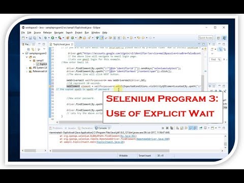 Selenium Program 3: Use Of Explicit Wait - YouTube