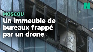 Les images d'un immeuble de bureaux à Moscou frappé par une nouvelle attaque de drones