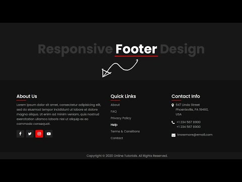 Responsive Footer Section Design Using HTML & CSS | CSS3 Mobile ...