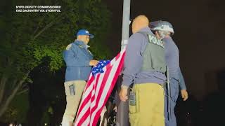 NYPD Chiefs Raise US Flag After Clearing College Protests