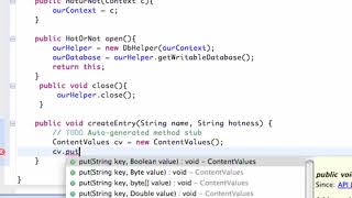 Android Developing Applications Tutorial 117 Inserting Data into SQLite Database