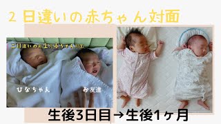 【2日違いの新生児比べてみた】生後3日目→生後1ヶ月